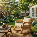 Outdoor Rocking Chair – Solid Wood Lounge Chair with Cushioned Seat