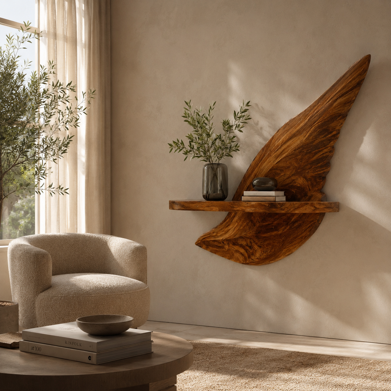 Live Edge Wood Wall Shelf – Solid Wood Floating Shelf for Entryway Decor