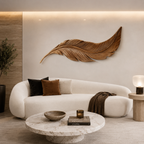 Feather Wood Wall Art – Solid Wood Carved Wall Decor for Bedroom Decor