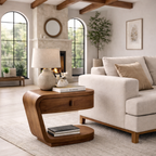 C-Shaped Side Table – Modern Wooden Table for Sofa and Bedside