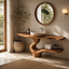 Live Edge Wood Bathroom Vanity – Solid Wood Sink Console with Shelf for Bathroom Decor