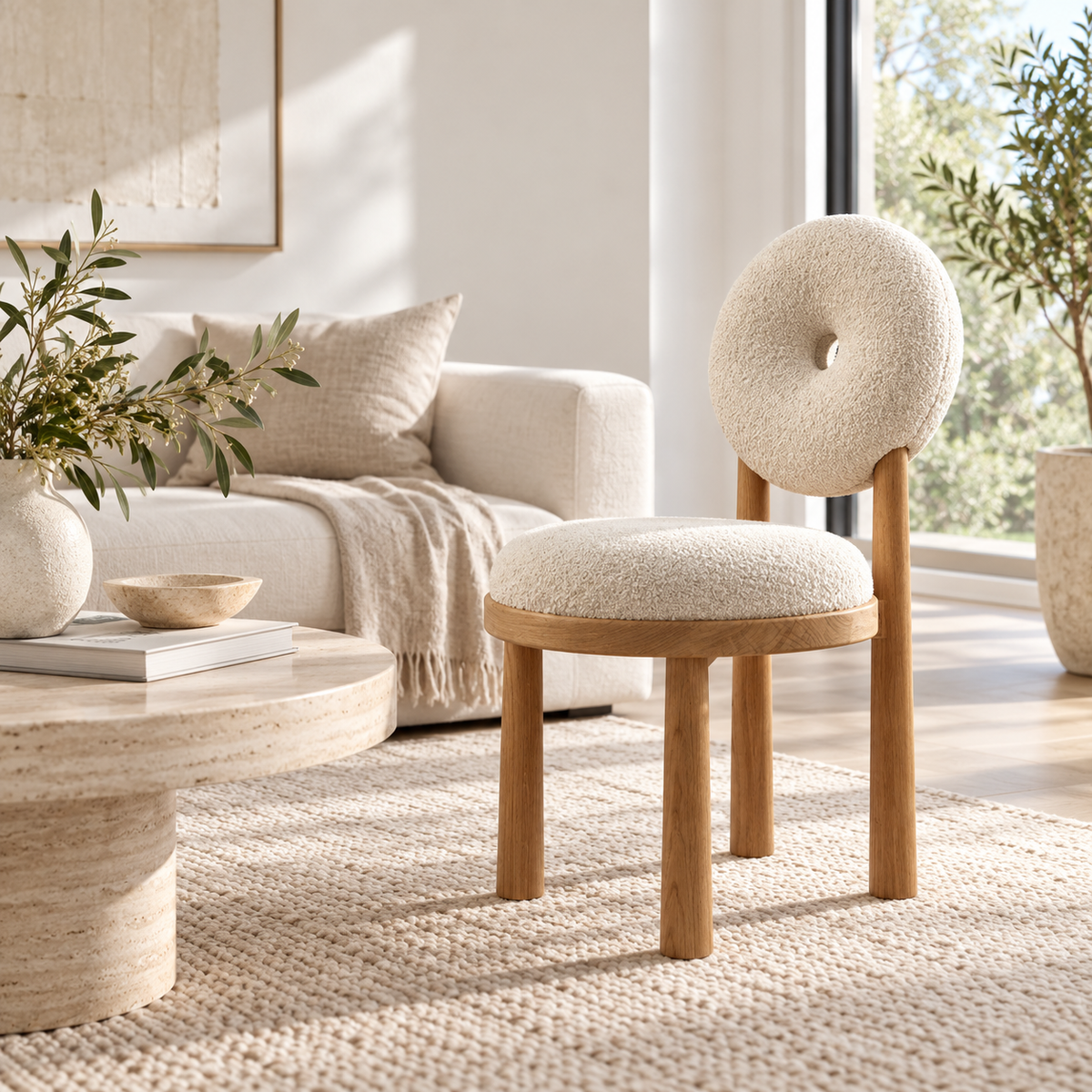 Donut Back Bouclé Dining Chair