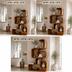 Geometric Bookcase – Solid Wood Display Shelf for Modern Home