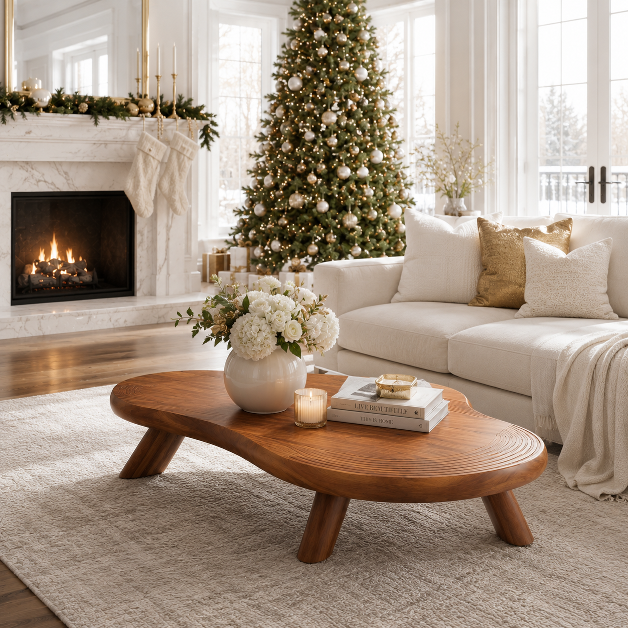 Organic Ripple Edge Wood Coffee Table