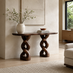 Double Helix Sculptural Wood Console Table
