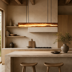 Live Edge Pendant Light – Solid Wood Linear Light for Kitchen Island or Dining Room