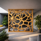 Carved Wooden Divider – Modern Natural Room Divider Screen