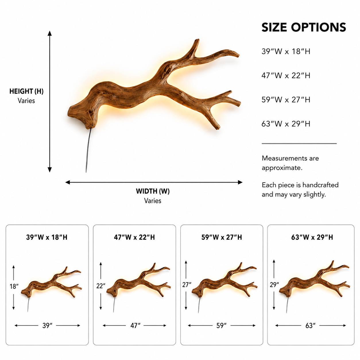 Driftwood Wall Light – Natural Wood Branch LED Wall Decor for Bedroom Decor