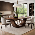 Modern Solid Wood Dining Table with Sculptural Base | Contemporary Statement Dining Table