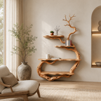 Tree Branch Wall Shelf – Sculptural Solid Wood Display Shelf