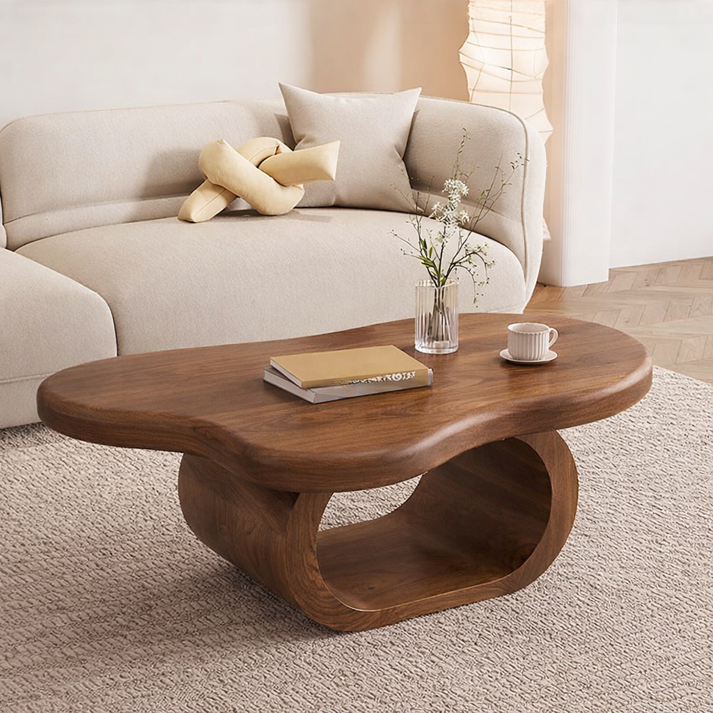 Oval Coffee Table – Sculptural Solid Wood Table for Living Room
