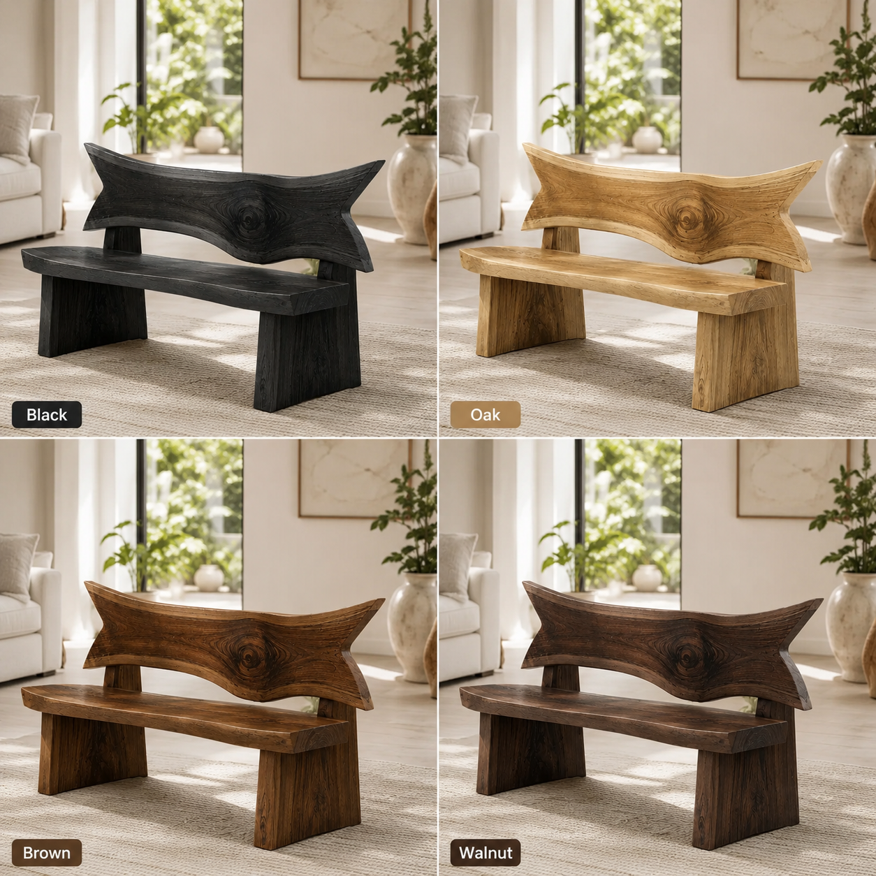 Live Edge Wood Outdoor Bench – Solid Wood Garden Bench for Patio Decor
