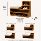 Wood Shoe Bench with Storage – Solid Wood Entryway Shoe Rack Bench with Cushion