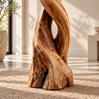 Twisted Spiral Wood Floor Lamp
