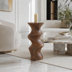 Twisted Wood Candle Holder – Solid Wood Sculptural Candle Stand for Living Room Decor