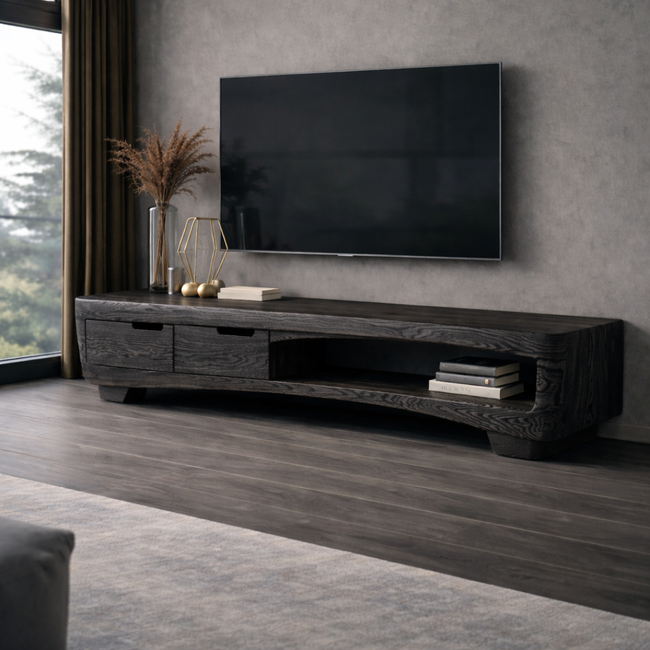 Solid Wood Modern TV Console – Clean-Line Media Stand Main Image