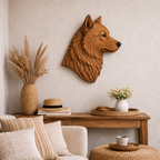 Wolf Head Wall Art – Solid Wood Decorative Panel for Rustic Home Decor