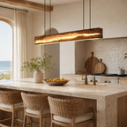Live Edge Pendant Light – Solid Wood Linear Light for Kitchen Island or Dining Room