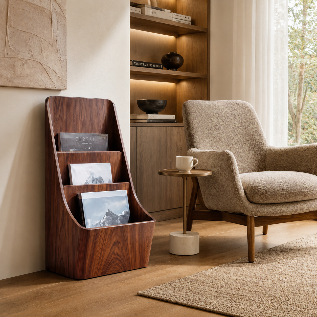 Magazine Rack – Solid Wood Display Stand for Reading Corner