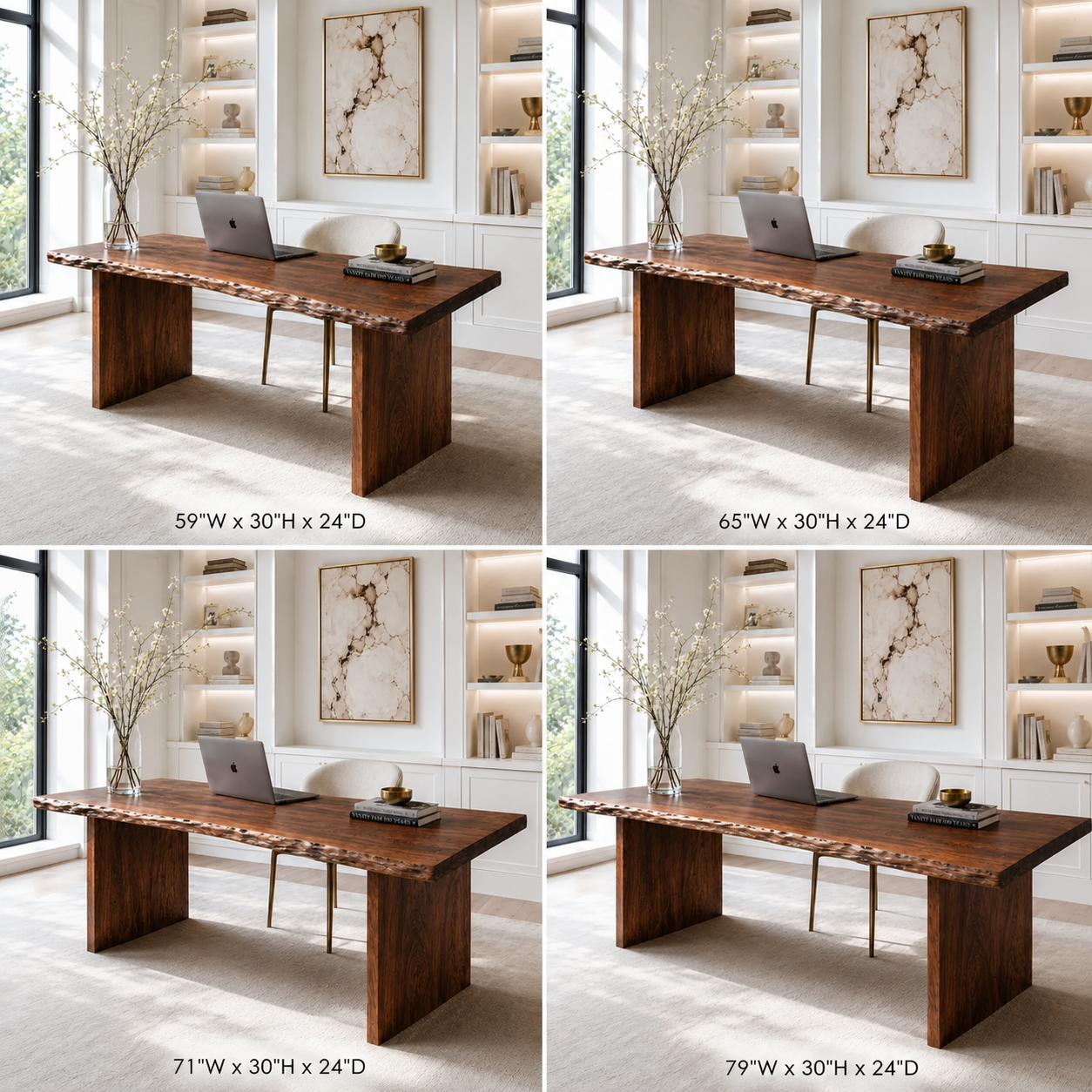 Live Edge Wood Desk – Solid Wood Office Table with Natural Edge for Home Office Decor