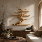 Bonsai Tree Wall Shelf – Wooden Floating Shelf Decor