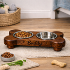 Personalized Wooden Pet Feeding Station – Custom Dog Bowl Stand