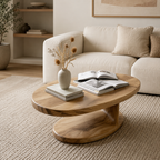 Sculptural Coffee Table – Solid Wood Modern Table for Living Room Decor
