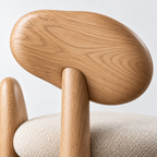 Sculptural Wood Back Bouclé Accent Chair