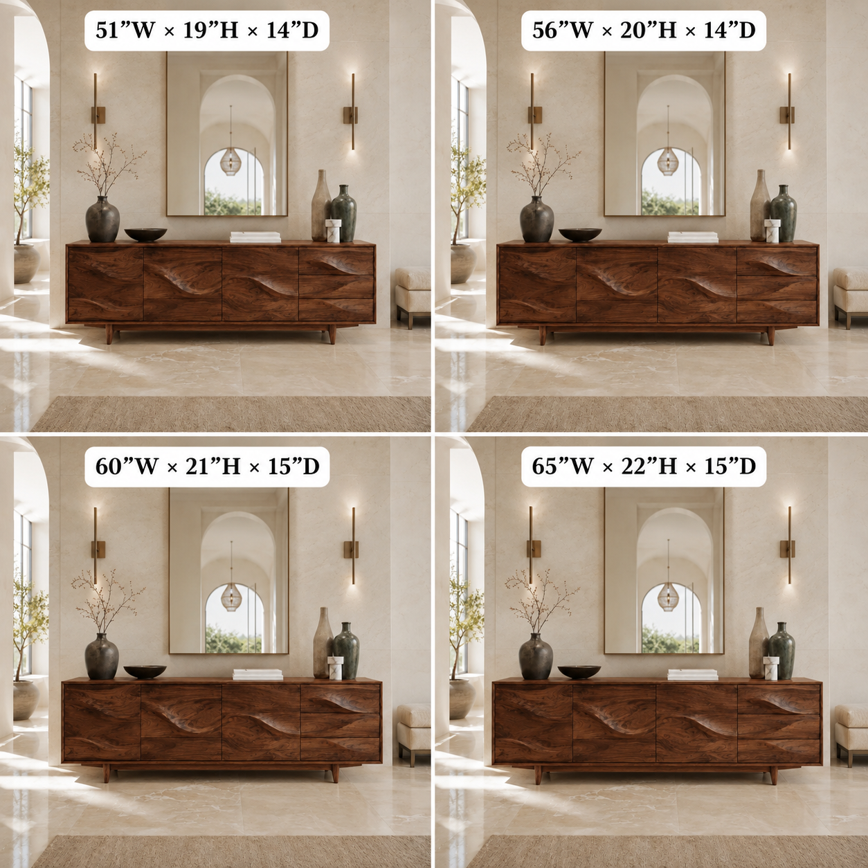 Wave Sideboard – Solid Wood Storage Cabinet for Living Room