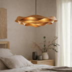 Wave-Inspired Solid Wood Pendant Light – Artistic Ceiling Lighting