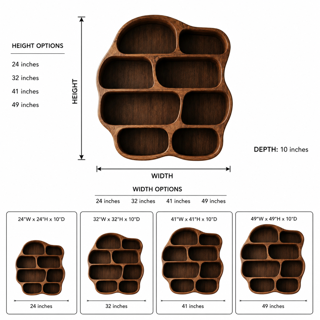 Organic Wood Wall Shelf – Solid Wood Floating Display Shelf for Living Room Decor