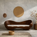Solid Wood Wave Lounge Chair – Sculptural Accent Chair