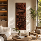 Carved Wood Wall Art – Solid Wood Vertical Wall Sculpture for Living Room Decor