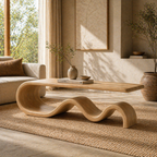 Sculptural Coffee Table – Solid Wood Modern Table for Living Room Decor