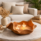 Lotus Candle Bowl – Hand-Carved Wooden Tealight Holder