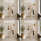 Tree Branch Wood Coat Rack – Solid Wood Entryway Hall Tree with Hooks for Home Decor