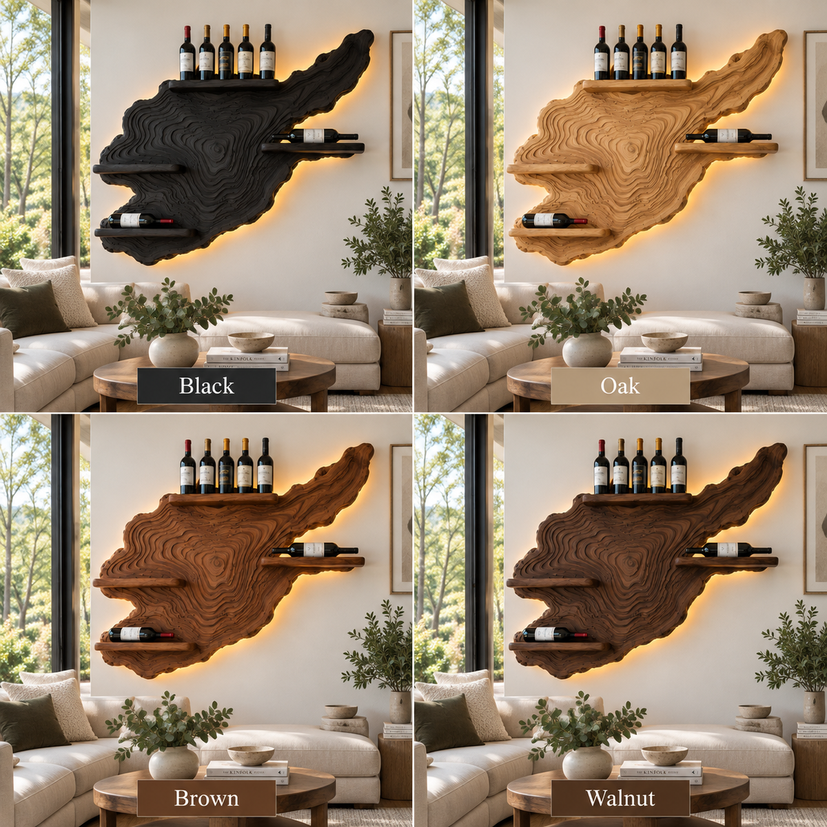 Live Edge Wood Wall Wine Rack