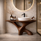 Tree Trunk Bathroom Vanity – Solid Wood Vanity with Countertop for Bathroom Decor