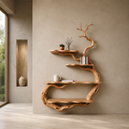 Tree Branch Wall Shelf – Sculptural Solid Wood Display Shelf
