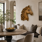 Horse Head Wood Wall Art – Solid Wood 3D Animal Sculpture for Entryway Decor