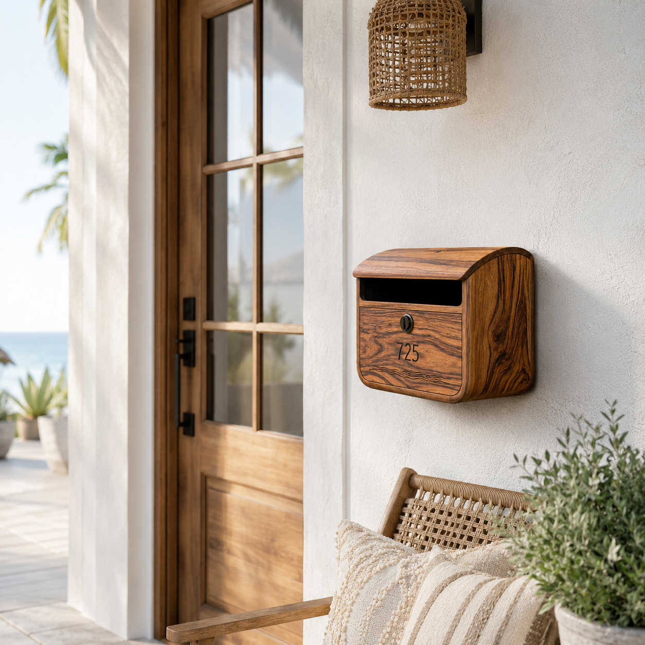 Wood Mailbox – Solid Wood Wall Mounted Mailbox for Outdoor Entryway Decor