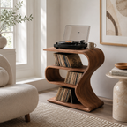 Laptop Side Table – Solid Wood Work Table with Storage Shelves