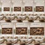 Hummingbird Flower Wood Wall Art – Solid Wood 3D Relief Carving for Home Decor
