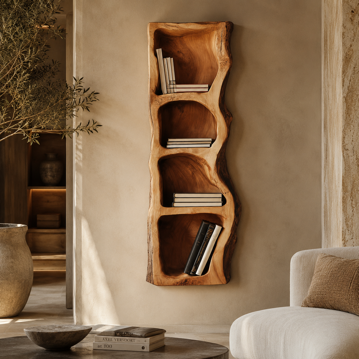 Organic Wall Shelf – Solid Wood Display Shelf for Home Decor