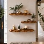 Organic Live Edge Wood Floating Shelves