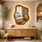 Organic Bathroom Mirror – Solid Wood Wall Mirror for Modern Bathroom Decor