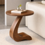 Modern Sculptural Solid Wood C-Shape Side Table for Sofa & Living Room