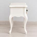 Vintage Curved Leg Nightstand with Patterned Drawer