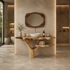 Tree Trunk Bathroom Vanity Wood Base – Handmade Solid Wood Vanity Frame for Luxury Bathroom Decor
