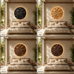 Round Wood Wall Art – Solid Wood Backlit Wall Decor for Bedroom Decor
